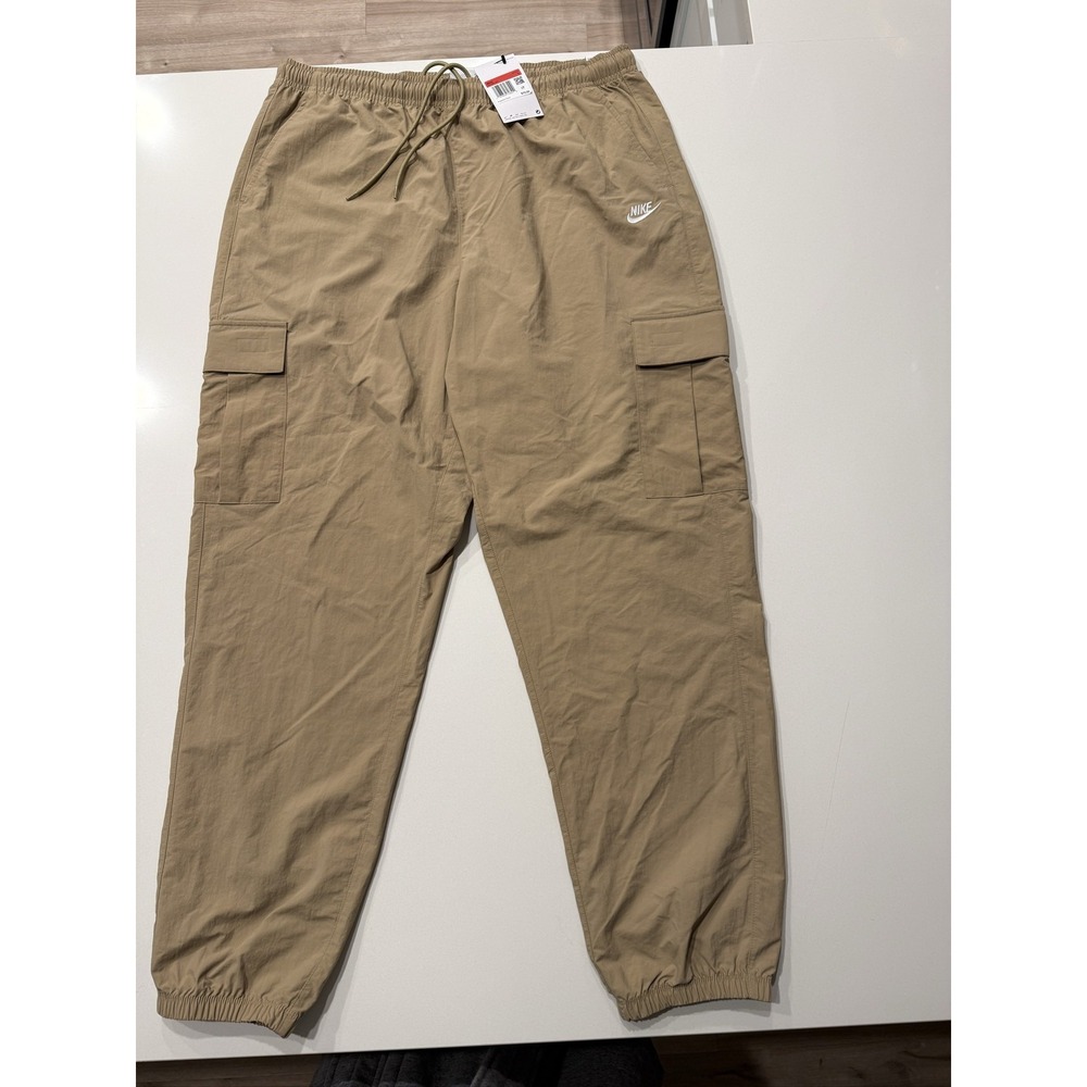 Nike Club Woven Cargo Pants HJ1990-297 Men's L Beige Lightweight Tapered